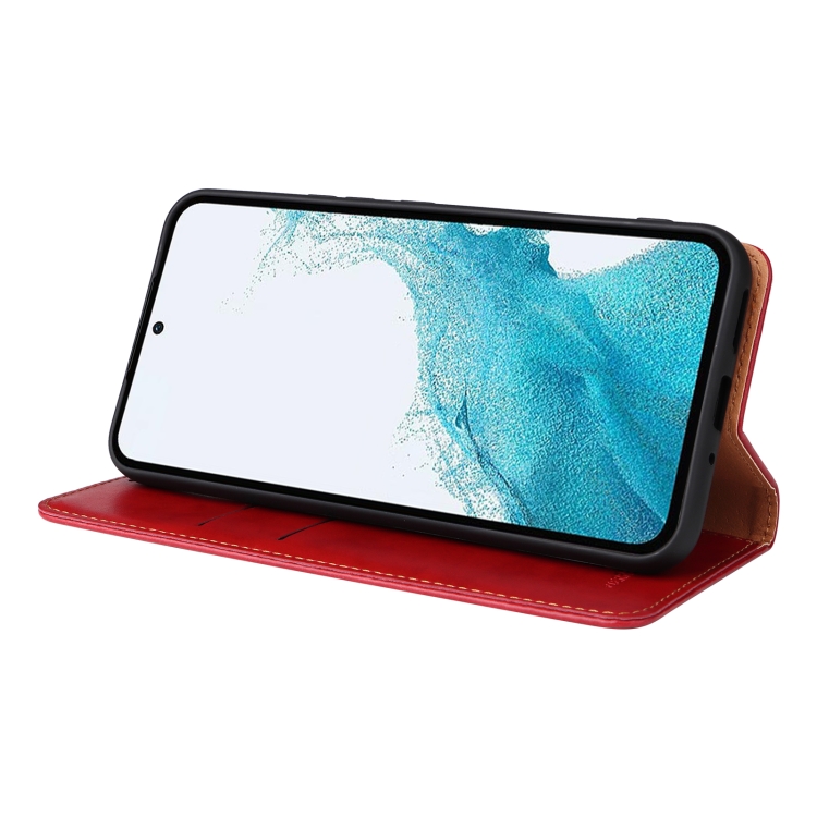 For Samsung Galaxy S23 FE 5G Fierre Shann PU Genuine Leather Texture Leather Phone Case(Red)