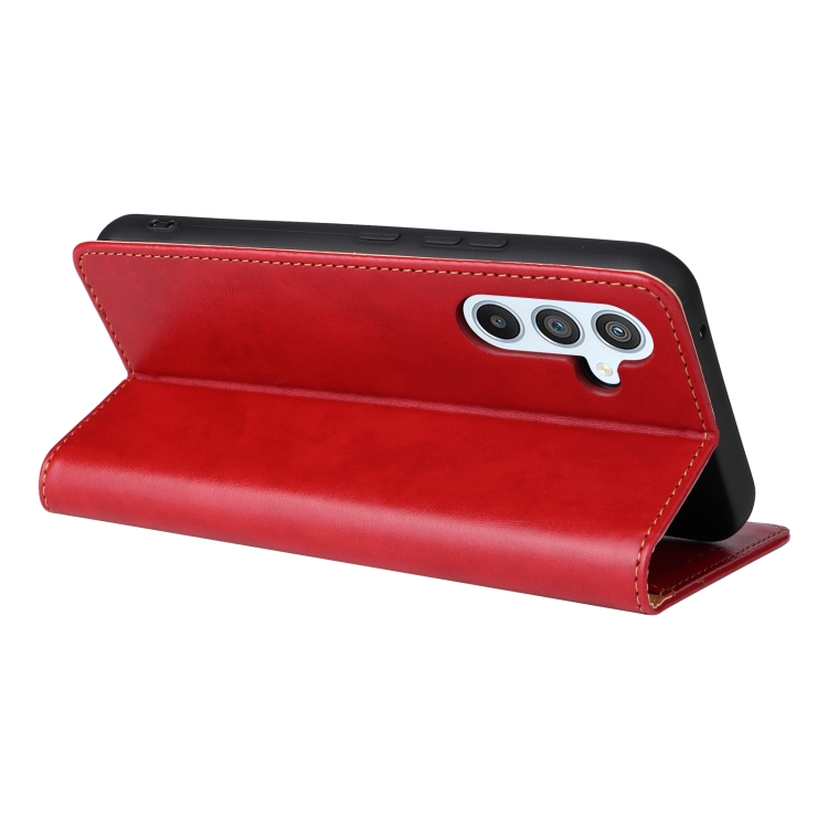 For Samsung Galaxy S23 FE 5G Fierre Shann PU Genuine Leather Texture Leather Phone Case(Red)