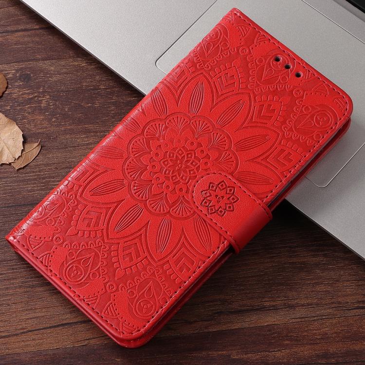 For OPPO A7 Pro Max 5G Embossed Sunflower Leather Phone Case(Red)