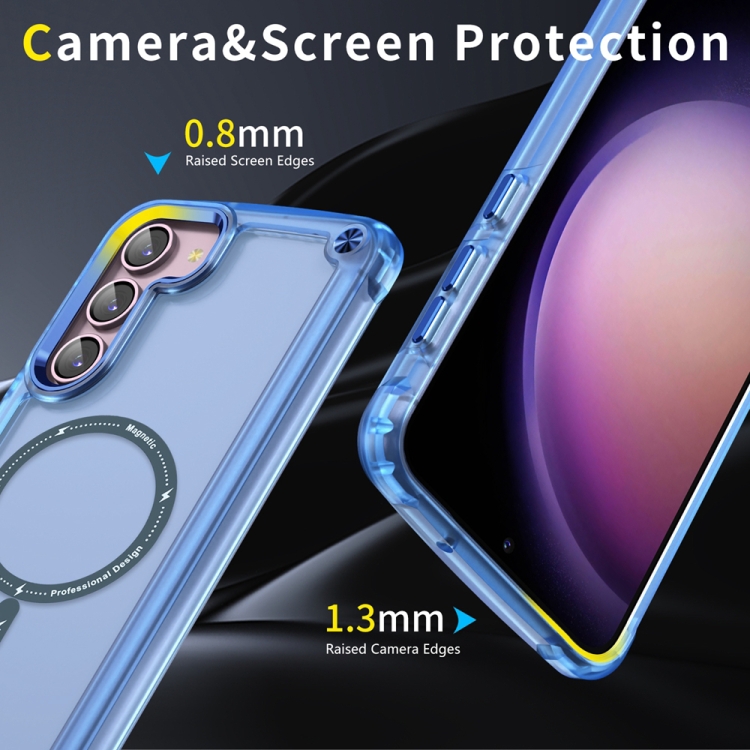 For Samsung Galaxy S23+ 5G Skin Feel TPU + PC MagSafe Magnetic Phone Case(Transparent Blue)