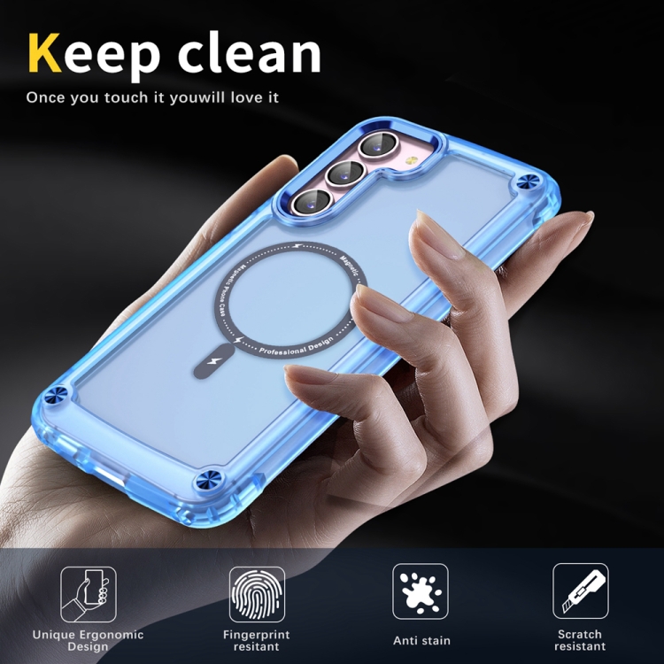 For Samsung Galaxy S23+ 5G Skin Feel TPU + PC MagSafe Magnetic Phone Case(Transparent Blue)