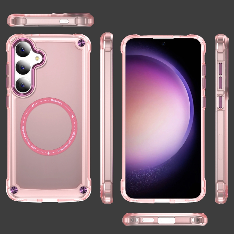 For Samsung Galaxy S25 5G Skin Feel TPU + PC MagSafe Magnetic Phone Case(Transparent Pink) For Samsung Galaxy S25 5G Skin Feel TPU + PC MagSafe Magnetic Phone Case(Transparent Pink)