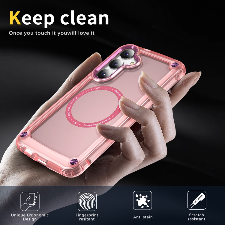 For Samsung Galaxy S25 5G Skin Feel TPU + PC MagSafe Magnetic Phone Case(Transparent Pink) For Samsung Galaxy S25 5G Skin Feel TPU + PC MagSafe Magnetic Phone Case(Transparent Pink)