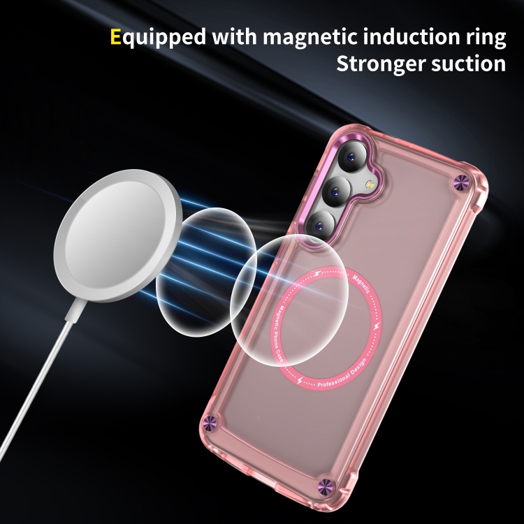 For Samsung Galaxy S25 5G Skin Feel TPU + PC MagSafe Magnetic Phone Case(Transparent Pink) For Samsung Galaxy S25 5G Skin Feel TPU + PC MagSafe Magnetic Phone Case(Transparent Pink)