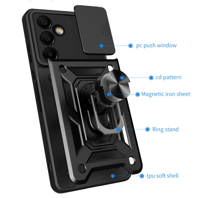 For Samsung Galaxy S24 FE 5G Sliding Camera Cover Design TPU+PC Phone Case(Black) For Samsung Galaxy S24 FE 5G Sliding Camera Cover Design TPU+PC Phone Case(Black)