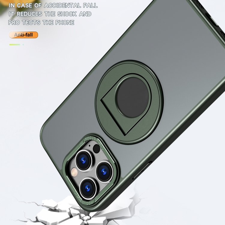 For iPhone 14 Rotating Ring Magnetic Holder Phone Case(Green) For iPhone 14 Rotating Ring Magnetic Holder Phone Case(Green)