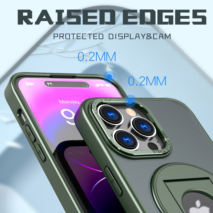 For iPhone 14 Rotating Ring Magnetic Holder Phone Case(Green) For iPhone 14 Rotating Ring Magnetic Holder Phone Case(Green)
