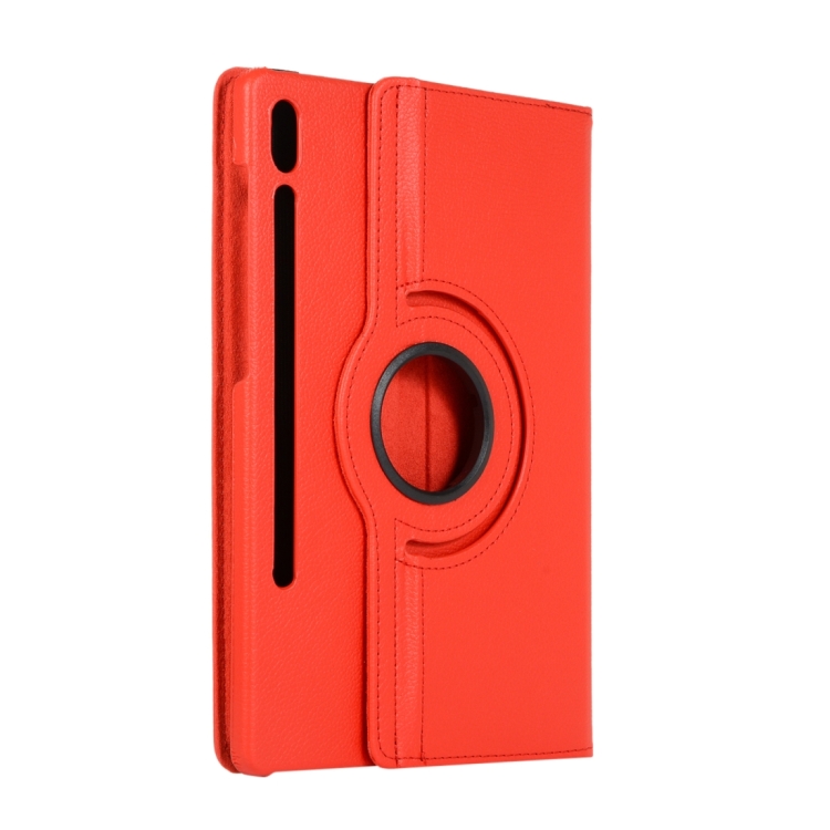 Para Samsung Galaxy Tab S9 Ultra Soporte de rotación de 360 grados Litchi Texture Leather Tablet Case (Rojo) - 2