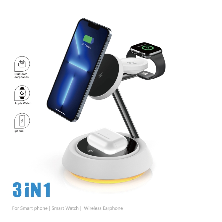 WIWU Wi-W002 Jazz Series 15W 3 in 1 Magnetic Desktop Wireless Charger WIWU Wi-W002 Jazz Series 15W 3 in 1 Magnetic Desktop Wireless Charger