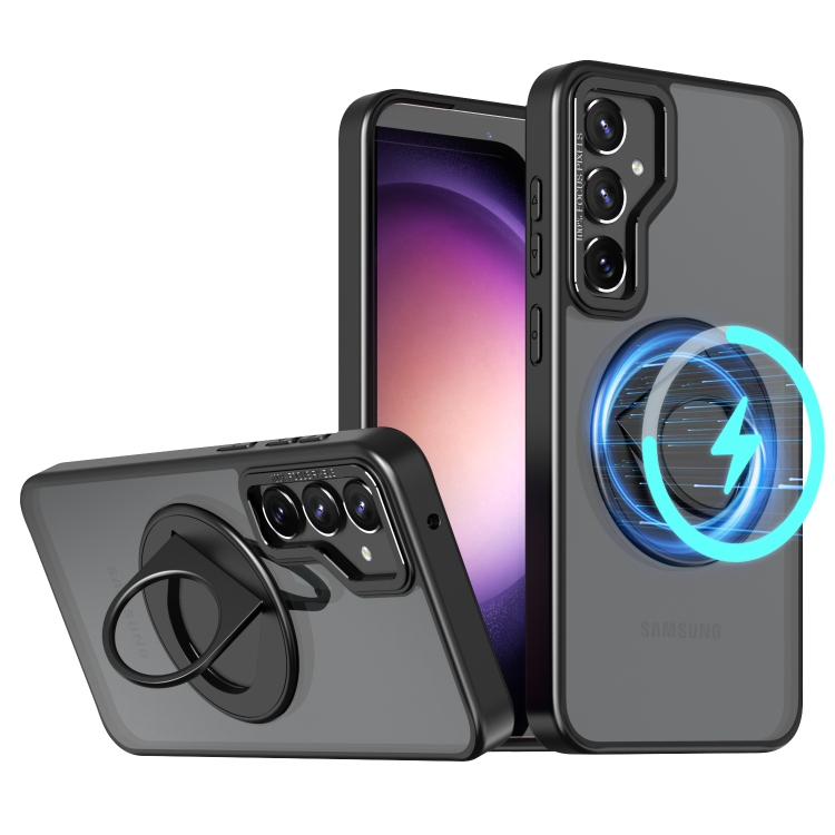 For Samsung Galaxy S23+ 5G Rotating Ring Magnetic Holder Phone Case(Black) For Samsung Galaxy S23+ 5G Rotating Ring Magnetic Holder Phone Case(Black)