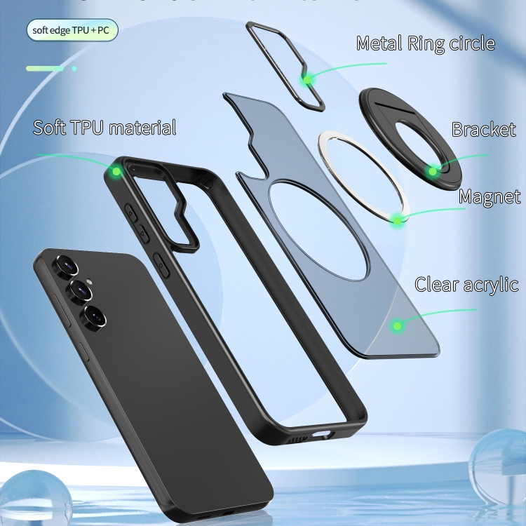 For Samsung Galaxy S23+ 5G Rotating Ring Magnetic Holder Phone Case(Black) For Samsung Galaxy S23+ 5G Rotating Ring Magnetic Holder Phone Case(Black)