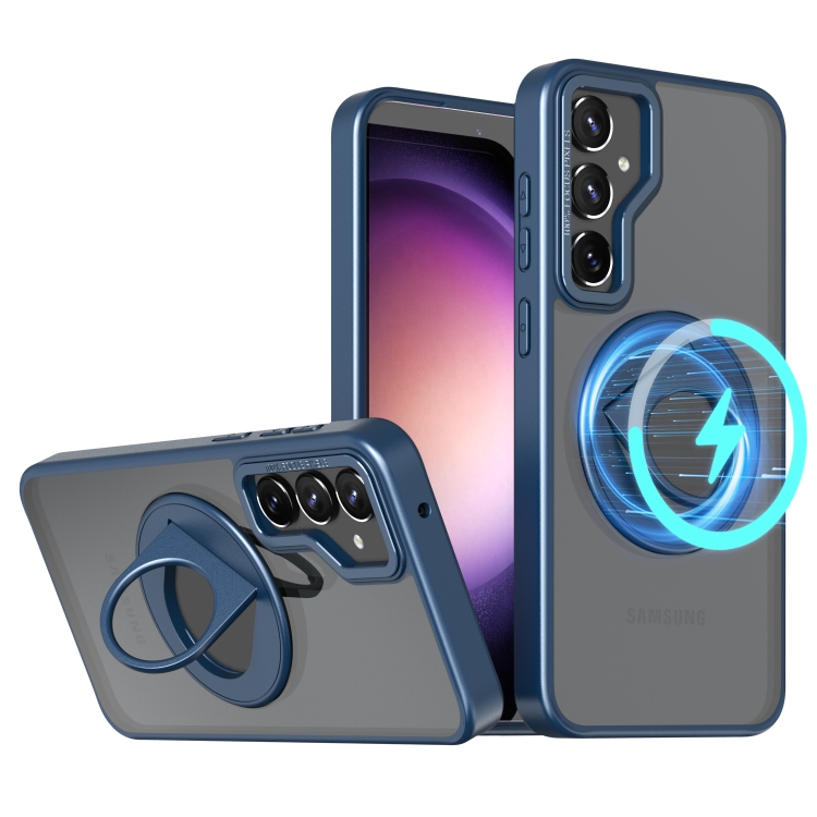 For Samsung Galaxy S23+ 5G Rotating Ring Magnetic Holder Phone Case(Blue) For Samsung Galaxy S23+ 5G Rotating Ring Magnetic Holder Phone Case(Blue)