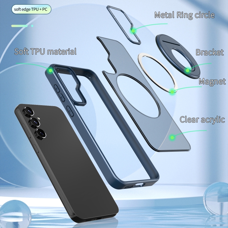For Samsung Galaxy S23+ 5G Rotating Ring Magnetic Holder Phone Case(Blue) For Samsung Galaxy S23+ 5G Rotating Ring Magnetic Holder Phone Case(Blue)