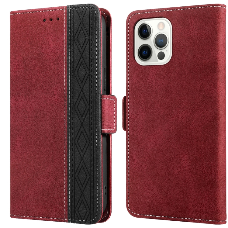For iPhone 15 Pro Stitching Side-Magnetic RFID Leather Phone Case(Red) For iPhone 15 Pro Stitching Side-Magnetic RFID Leather Phone Case(Red)