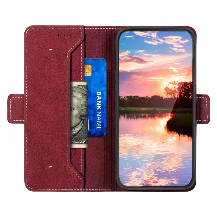 For iPhone 15 Pro Stitching Side-Magnetic RFID Leather Phone Case(Red) For iPhone 15 Pro Stitching Side-Magnetic RFID Leather Phone Case(Red)