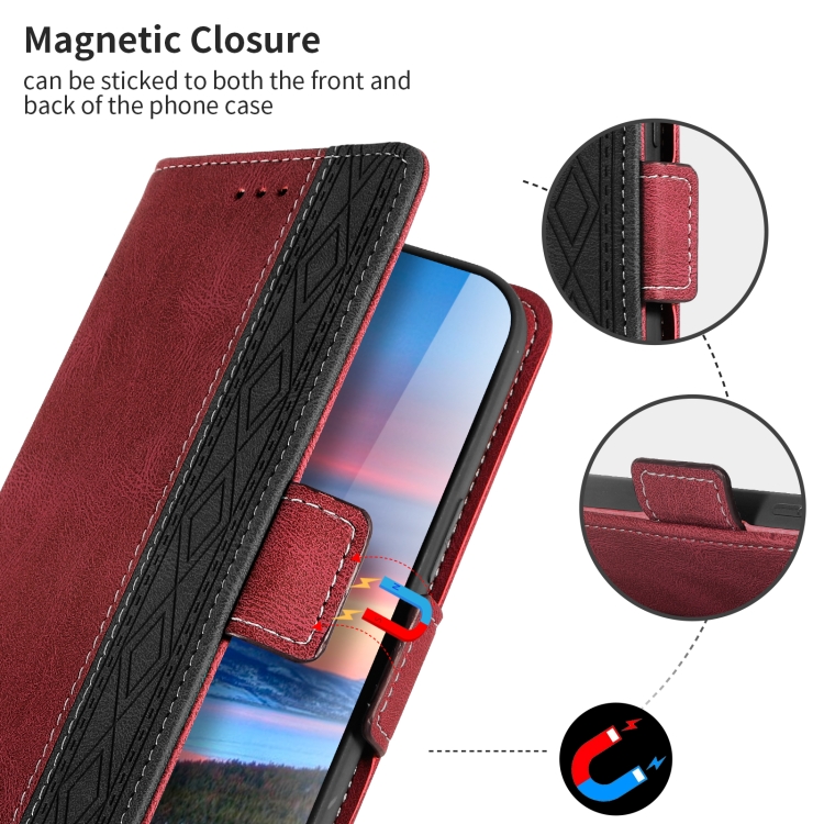 For iPhone 15 Pro Stitching Side-Magnetic RFID Leather Phone Case(Red) For iPhone 15 Pro Stitching Side-Magnetic RFID Leather Phone Case(Red)
