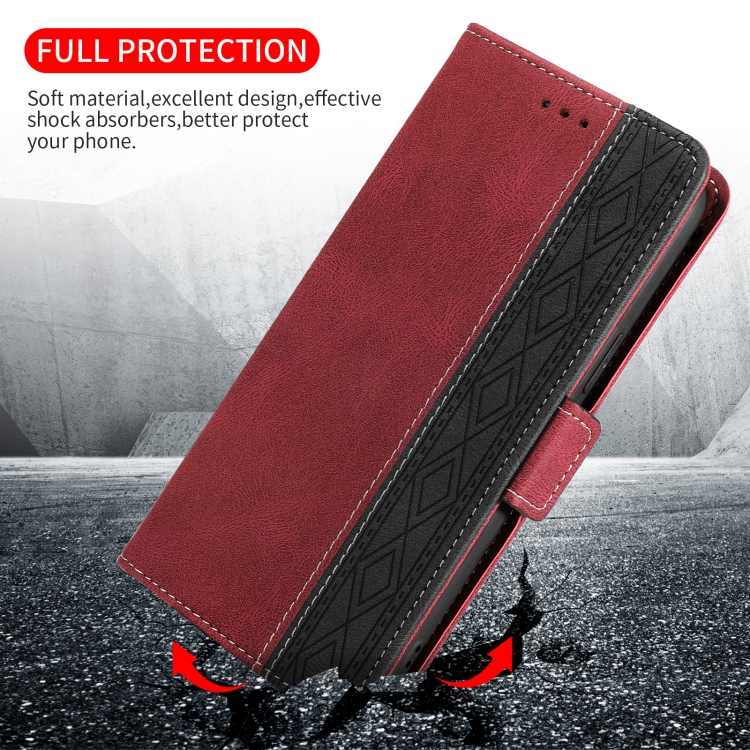 For iPhone 15 Pro Stitching Side-Magnetic RFID Leather Phone Case(Red) For iPhone 15 Pro Stitching Side-Magnetic RFID Leather Phone Case(Red)