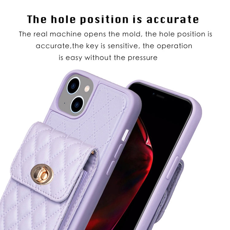 For iPhone 15 Vertical Wallet Rhombic Leather Phone Case(Purple) For iPhone 15 Vertical Wallet Rhombic Leather Phone Case(Purple)