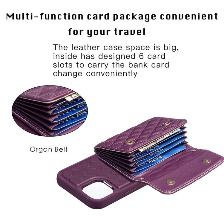 For iPhone 15 Plus Horizontal Wallet Rhombic Leather Phone Case(Dark Purple) For iPhone 15 Plus Horizontal Wallet Rhombic Leather Phone Case(Dark Purple)