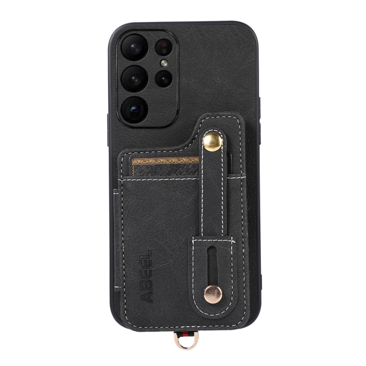 For Samsung Galaxy S23 Ultra 5G ABEEL Litchi Texture Card Bag PU Phone Case(Black)
