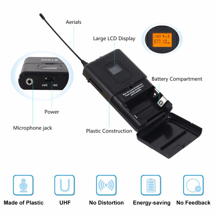 XTUGA A400-HB プロフェッショナル 4 チャンネル UHF ワイヤレス