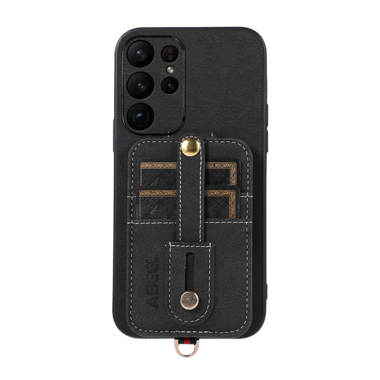 For Samsung Galaxy S23 Ultra 5G ABEEL Litchi Texture Card Bag PU Phone Case(Black)