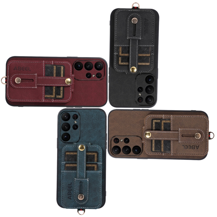 For Samsung Galaxy S23 Ultra 5G ABEEL Litchi Texture Card Bag PU Phone Case(Black)