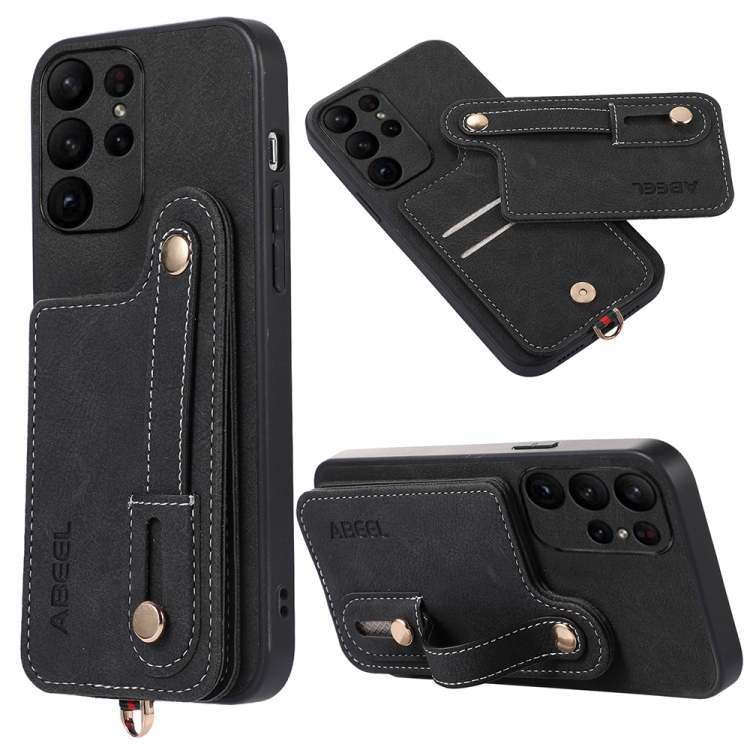 For Samsung Galaxy S23 Ultra 5G ABEEL Litchi Texture Card Bag PU Phone Case(Black) For Samsung Galaxy S23 Ultra 5G ABEEL Litchi Texture Card Bag PU Phone Case(Black)
