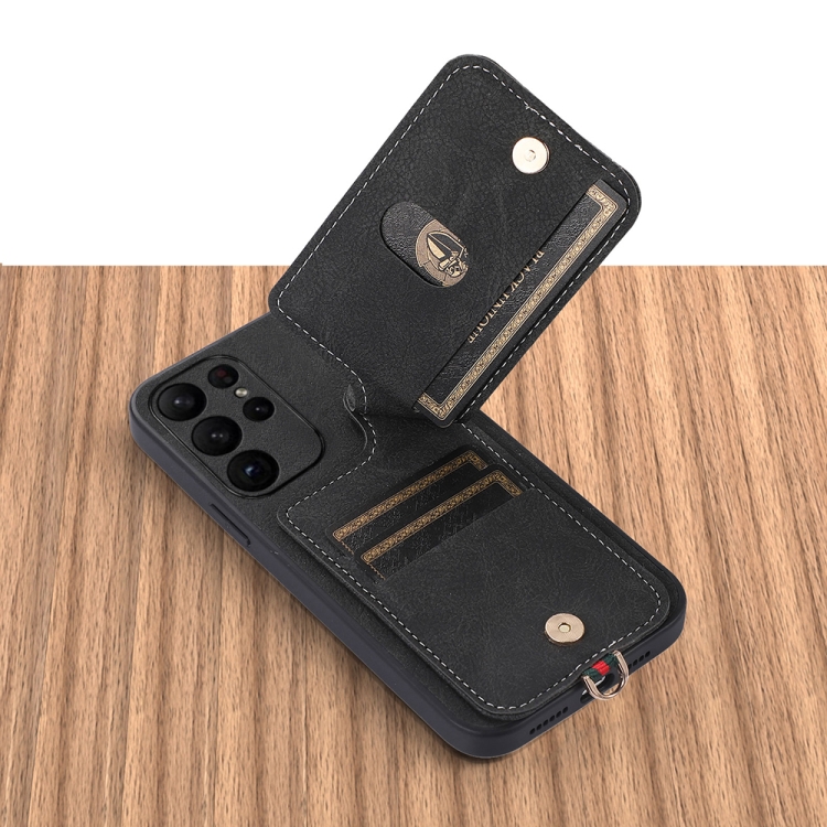 For Samsung Galaxy S23 Ultra 5G ABEEL Litchi Texture Card Bag PU Phone Case(Black) For Samsung Galaxy S23 Ultra 5G ABEEL Litchi Texture Card Bag PU Phone Case(Black)