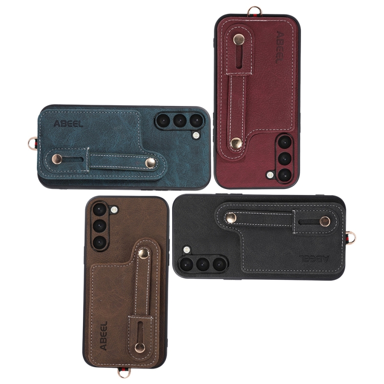 For Samsung Galaxy S23 5G ABEEL Litchi Texture Card Bag PU Phone Case(Blue)
