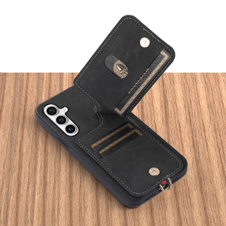 For Samsung Galaxy S23 FE 5G ABEEL Litchi Texture Card Bag PU Phone Case(Black) For Samsung Galaxy S23 FE 5G ABEEL Litchi Texture Card Bag PU Phone Case(Black)