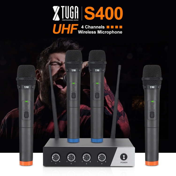 XTUGA S400 Professional 4 Channel UHF Wireless Microphone System