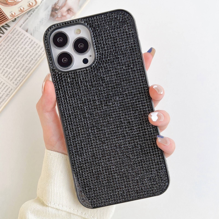 For iPhone 14 Pro Solid Color Diamond TPU Phone Case(Black) For iPhone 14 Pro Solid Color Diamond TPU Phone Case(Black)