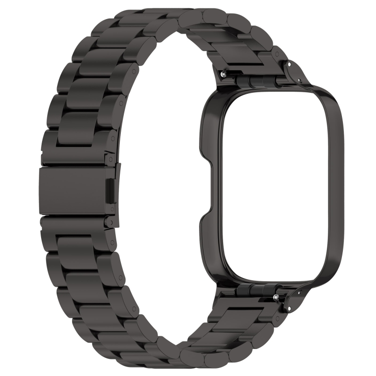 Para Redmi Watch 3 Lite / Watch 3 Active 2 en 1 correa de reloj de metal de  tres cuentas con marco de reloj (negro)
