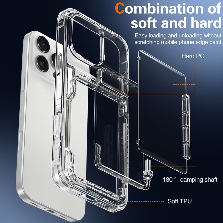 For iPhone 16 Pro Max Crystal Clear Flip Card Slot Phone Case(Transparent) For iPhone 16 Pro Max Crystal Clear Flip Card Slot Phone Case(Transparent)