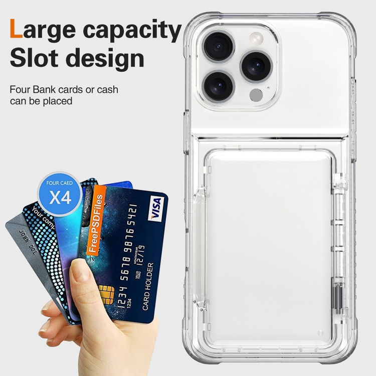 For iPhone 16 Pro Max Crystal Clear Flip Card Slot Phone Case(Transparent) For iPhone 16 Pro Max Crystal Clear Flip Card Slot Phone Case(Transparent)