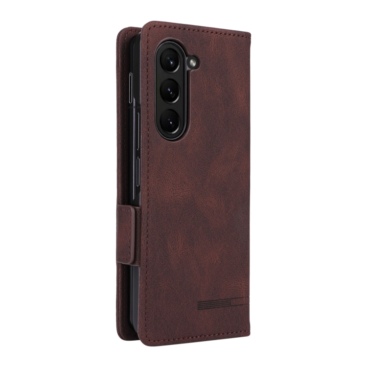For Samsung Galaxy Z Fold5 Magnetic Clasp Leather Phone Case(Brown) For Samsung Galaxy Z Fold5 Magnetic Clasp Leather Phone Case(Brown)