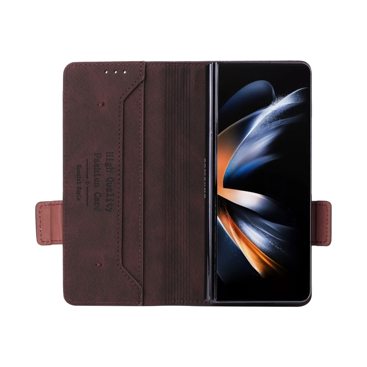For Samsung Galaxy Z Fold5 Magnetic Clasp Leather Phone Case(Brown) For Samsung Galaxy Z Fold5 Magnetic Clasp Leather Phone Case(Brown)