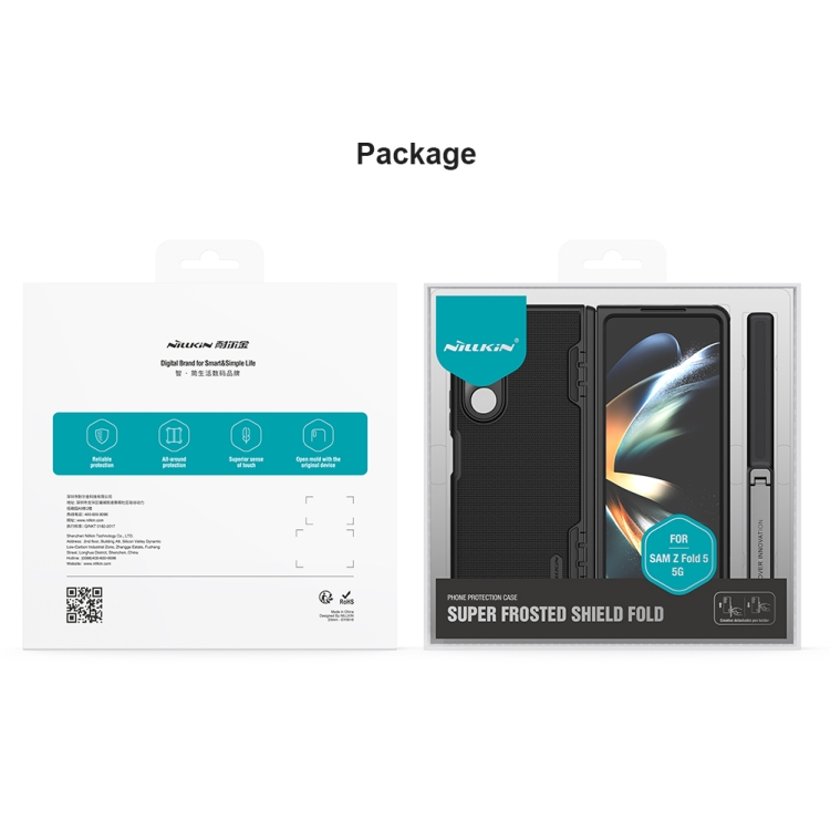 For Samsung Galaxy Z Fold5 NILLKIN Frosted Fold PC + TPU Phone Case with Holder(Black) For Samsung Galaxy Z Fold5 NILLKIN Frosted Fold PC + TPU Phone Case with Holder(Black)
