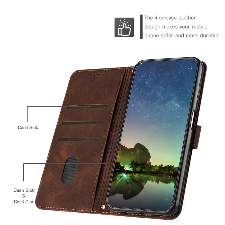 For iPhone 13 Pro Max Dream Triangle Leather Phone Case with Lanyard(Brown)