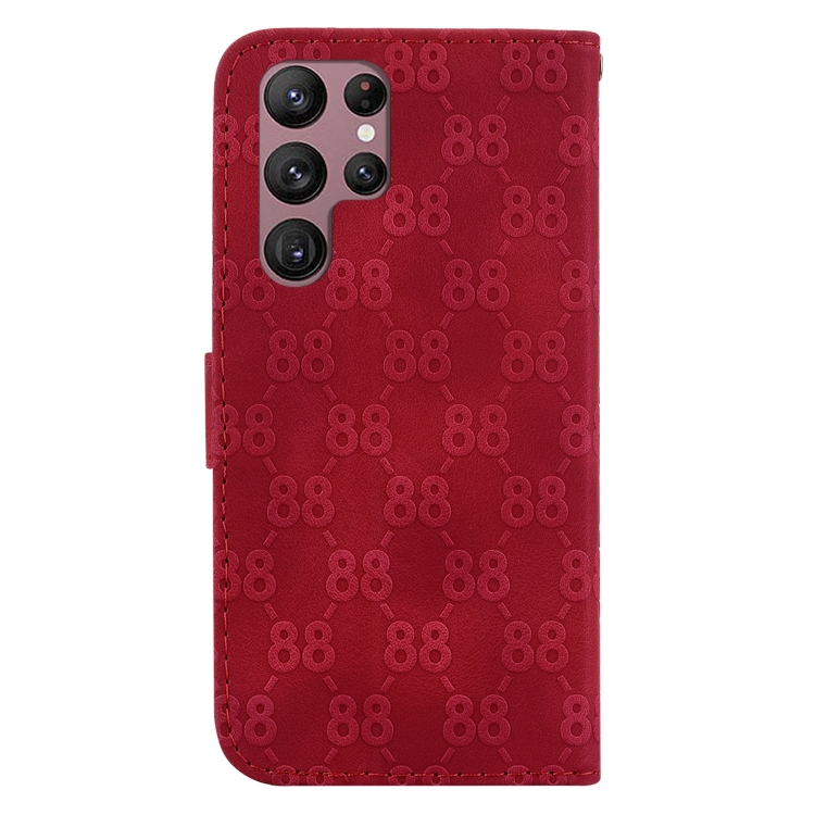 For Samsung Galaxy S22 Ultra 5G Double 8-shaped Embossed Leather Phone Case(Red)