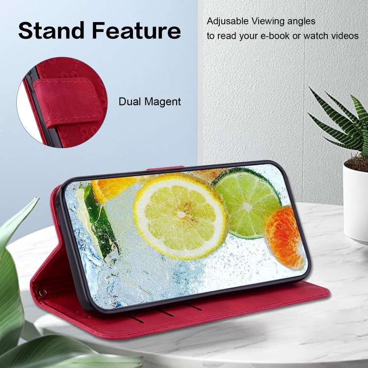 For Samsung Galaxy S22 Ultra 5G Double 8-shaped Embossed Leather Phone Case(Red)