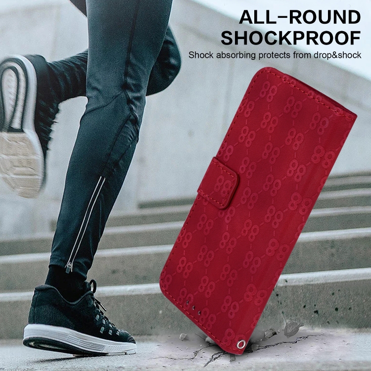 For Samsung Galaxy S22 Ultra 5G Double 8-shaped Embossed Leather Phone Case(Red)