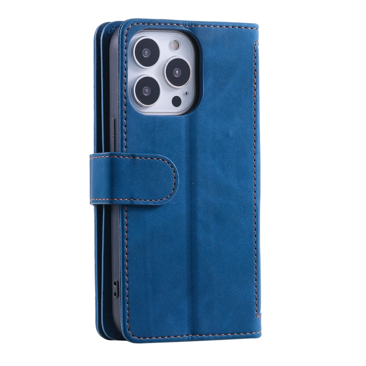 For iPhone 15 Pro Nine Card Zipper Bag Leather Phone Case with Lanyard(Blue) For iPhone 15 Pro Nine Card Zipper Bag Leather Phone Case with Lanyard(Blue)