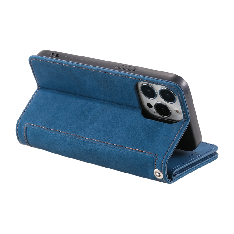 For iPhone 15 Pro Nine Card Zipper Bag Leather Phone Case with Lanyard(Blue) For iPhone 15 Pro Nine Card Zipper Bag Leather Phone Case with Lanyard(Blue)