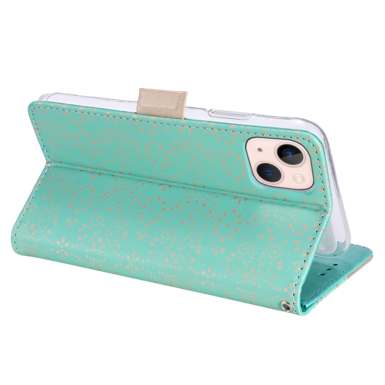 For iPhone 15 Plus Lace Pattern Double Button Zipper Leather Phone Case with Lanyard(Green) For iPhone 15 Plus Lace Pattern Double Button Zipper Leather Phone Case with Lanyard(Green)