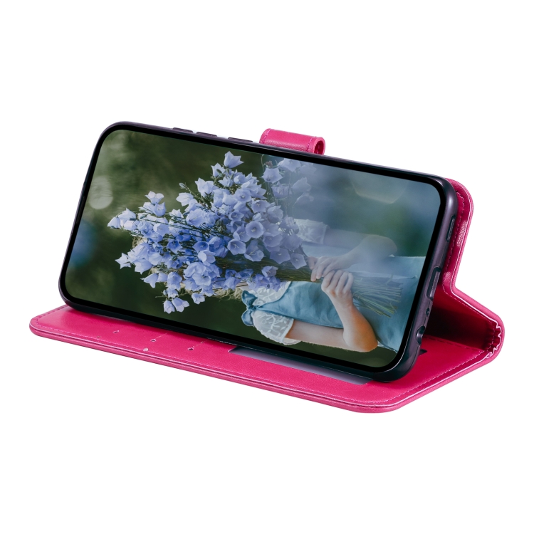 For iPhone 15 Pro Max Totem Flower Embossed Leather Phone Case(Red)