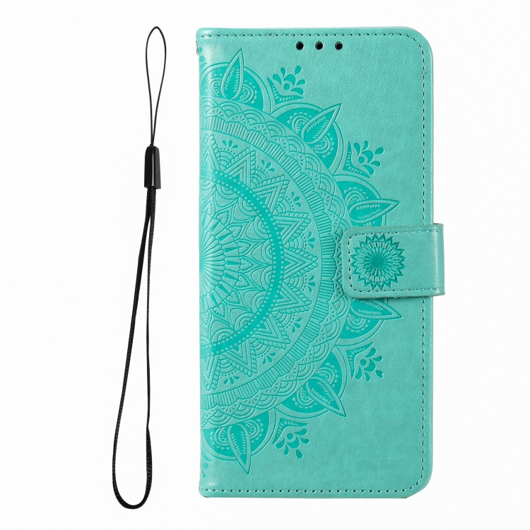 For iPhone 16 Pro Totem Flower Embossed Leather Phone Case(Green) For iPhone 16 Pro Totem Flower Embossed Leather Phone Case(Green)