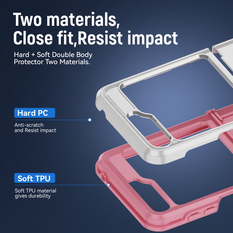 For Samsung Galaxy Z Flip5 5G Pioneer Armor Heavy Duty PC + TPU Phone Case(White + Pink) For Samsung Galaxy Z Flip5 5G Pioneer Armor Heavy Duty PC + TPU Phone Case(White + Pink)