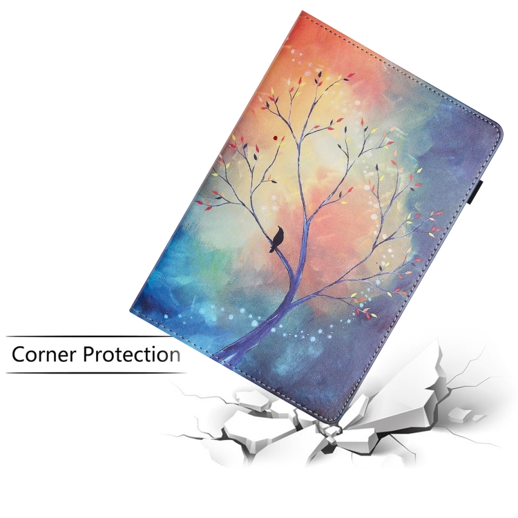 Pour  Kindle Fire Max 11 2023 couture Litchi Texture Smart étui en  cuir pour tablette (arbre de peinture à l'huile)